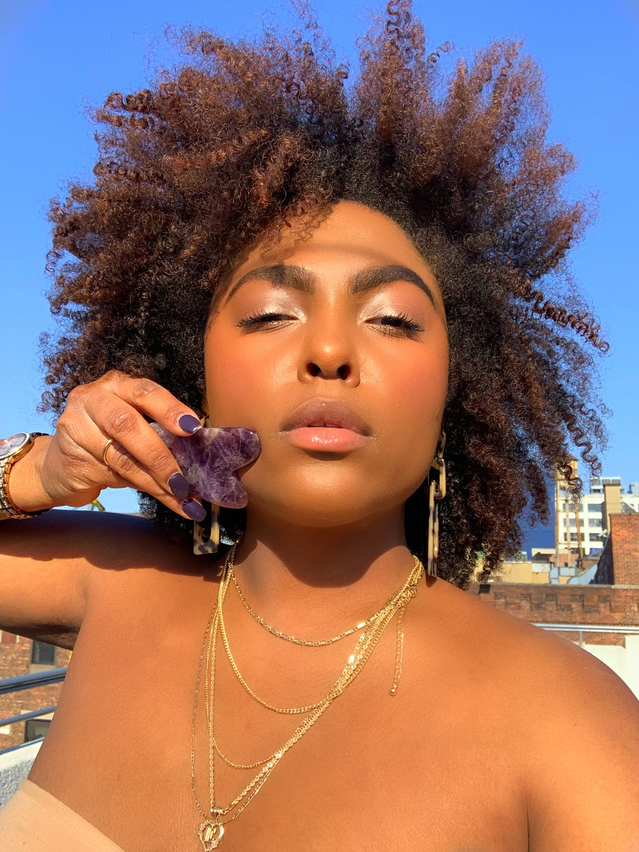Beauty Strike Amethyst Roller + Gua Sha Set